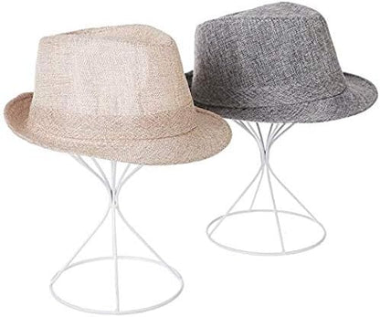 Mydio 2 Pieces Modern Metal Hat Stands Durable Stable Metal Hat Cap Rack Wigs Holder, Metal (white)