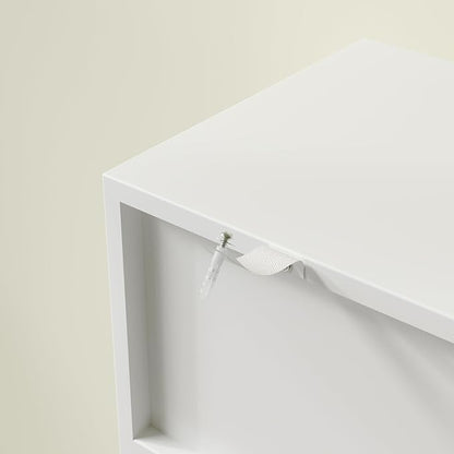 JOZZBY Shoe Cabinet Storage for Entryway, Freestanding Slim Shoe Organizer Cabinet with 2 Flip Drawers, Narrow Shoe Rack with Open Shelves for Hallway, Living Room, White