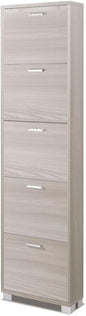 Sarmog, Shoe Rack with 5 Doors - Capacity 10 Pairs Light Elm