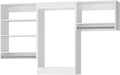 Modular Closet System, 90" Wide Closet Organizer System with Hanging Shelving , Wood Tower Closet Storage for Walk In Closets, Wall Mounted Wardrobe Organizer Kit System, Bedroom, White