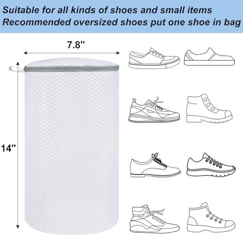 Vivifying Shoe Washing Machine Bag, 2 Pack Honeycomb Mesh Laundry Bag with Zipper for Sneakers, Running Shoes, Sock, Bras, Delicates and Toys - Image 2