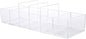 Acrylic Makeup Organizer Cosmetic Storage Makeup Display Case Lipstick Holder Dispenser Adjustable Canister Bathroom Container (10 x 3.4 x 1.9 inches, 6 Partitions, Transparent)