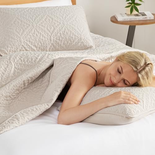 Exclusivo Mezcla Twin Quilt Set, Beige Cream - Image 4