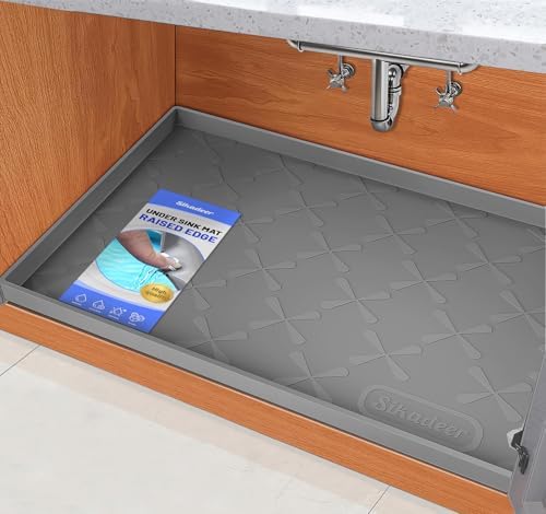 SIKADEER Waterproof Under Sink Mat Silicone 28" x 22" Kitchen Cabinet liner by SIKADEER
