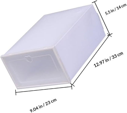 VICASKY Thickened Large Plastic Shoe Storage Boxes, Drawer-type Dustproof Shoe Organizer with Flip Lid, 4pcs (pink, Blue, White, Green) for Home Closet Organization