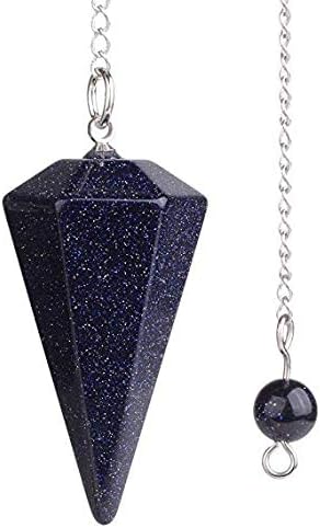 Faceted Mixed gemstone crystal pendulum point reiki chakra pendant bead Chain 6''