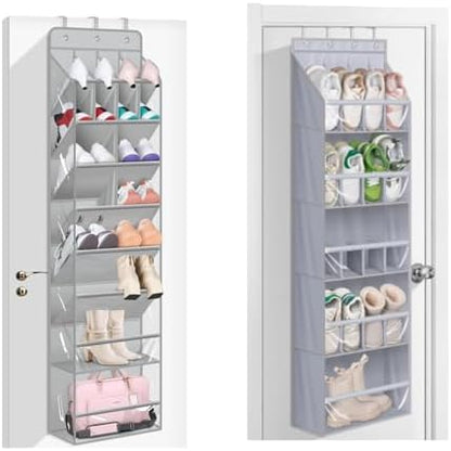 MISSLO Clear Over The Door Shoe Organizer Hanging Shoe Rack for Door Hanger Deep Pocket Sneaker Holder