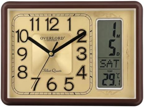 AuraSync Silent Quartz Desk Clock, Beautiful and Convenient Clock (Brown-Gloden) by AuraSync