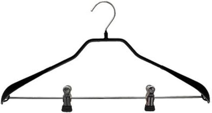 Mawa by Reston Lloyd BodyForm Series Non-Slip Space Saving Clothes Hanger with 2 Clips for Pants or Skirts, Style 42/LK , 1-Piece, Black