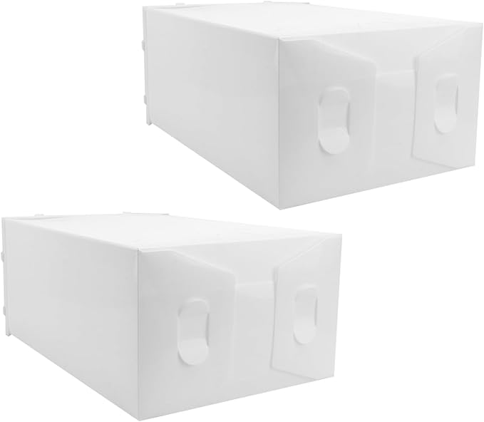 PRETYZOOM 2pcs Heavy Duty Plastic Shoe Box Storage Containers Drawer Type for Entryway under Bed Organizer