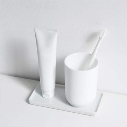 Ceramic Vanity Tray, Rectangle Bathroom White Tray, Marble Tray, Organizer for Soap, Jewelry, Perfume,Towel Holder for Counter, Bathroom, Kitchen, Sink, Restroom Decoration (Small) (2 Pack)