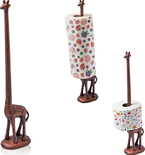 Comfify Copper with Black Giraffe Paper Towel & Toilet Paper Stand – 18.9" by Comfify