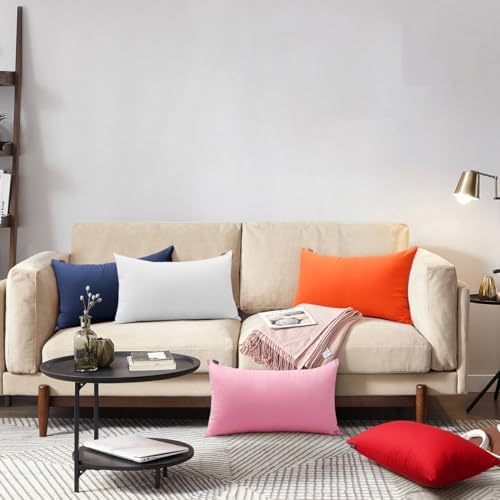 Thmyo 4-Pack 100% Cotton Lumbar Comfortable Solid Decorative Throw Pillow Case Rectangle Cushion Cover Sublimation Blank Pillow Covers Halloween DIY Throw Pillowcase(12x20inch/30x50cm,Orange) - Image 3