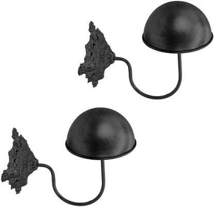 Owlgift Rustic Black Wall Mounted Hat Holder Set of 2 – Vintage Style Iron Cap Rack with Dome Top for Hats, Helmets, Wigs & Scarves – Decorative Wall Hook for Entryway, Home, Cafe, or Boutique