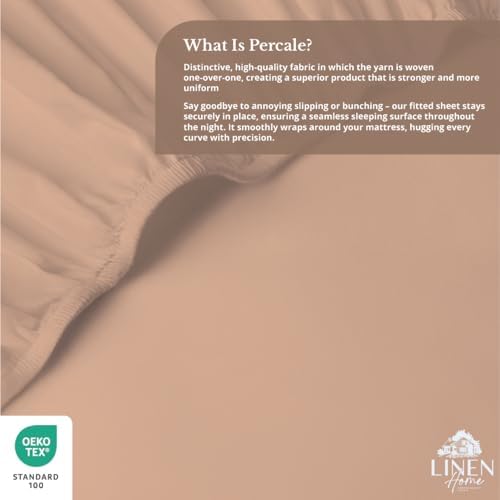 Linen Home 100% Cotton Percale Twin Size Fitted Sheet only, Brushed Rose - Image 4