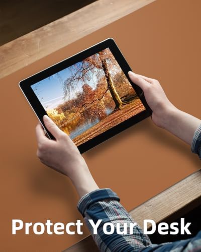 AFIING Leather Desk Pad Protector,Mouse Pad,Office Desk Mat, Non-Slip PU Leather Desk Blotter,Large desk mat,Waterproof Keyboard mat for Office/Home/Decor (Light Brown,48"" x 17"") - Image 3