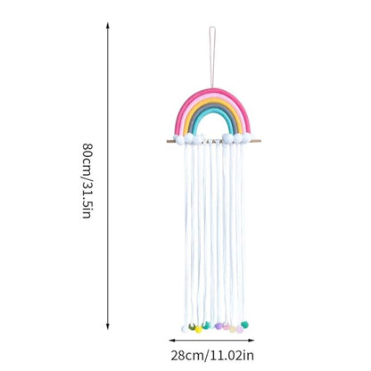 Rainbow Tassels Hair Bows Holder Hanging Baby Hair Accessories Storage Headband Holder Hair Clips Organizer Rainbow Hairpins Hanger Wall Hanging Rainbow Decoration