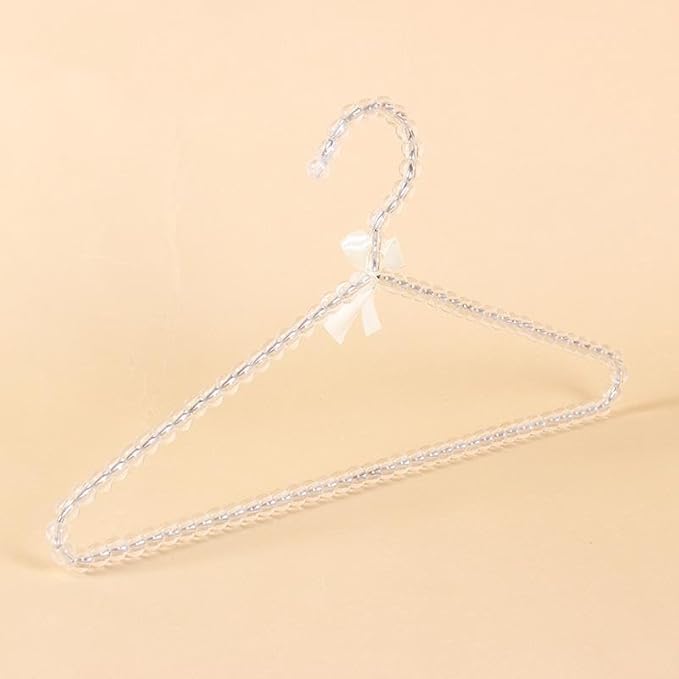 6-Piece Pearl Clothes Hanger Set Wedding Hanger Bridal Bridesmaid Hangers for Wedding Dress Standard Pearl Hangers (Transparent, 6)