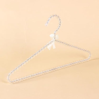 6-Piece Pearl Clothes Hanger Set Wedding Hanger Bridal Bridesmaid Hangers for Wedding Dress Standard Pearl Hangers (Transparent, 6)