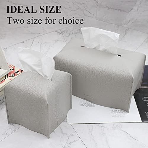 Livelab Tissue Box Cover, Modern Decorative PU Leather Rectangular Tissue Box Case Organizer Holder for Vanity Countertop, Night Stands, Livingroom, Office Desk & Car 9.5X5X5'' | Pastel Grey - Image 7