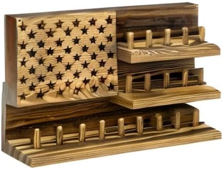 MyGift 2 Tier Wall Mounted Rustic Burnt Solid Wood Sports Championship Ring Holder with Basketball Cutout Backing, Jewelry Storage Display with 12 Pegs (3 Tier Wall Mounted)