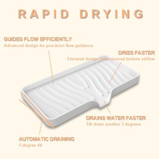 Silicone Soap Dish with Drainer | Quick-Dry Holder for Sponge, Dispenser, Scrubber, Bottle and Cup | for Kitchen, Shower and Bathroom (White, Large, 1 Pack)
