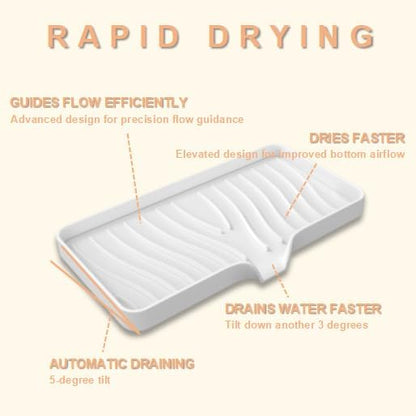 Silicone Soap Dish with Drainer | Quick-Dry Holder for Sponge, Dispenser, Scrubber, Bottle and Cup | for Kitchen, Shower and Bathroom (White, Large, 1 Pack)