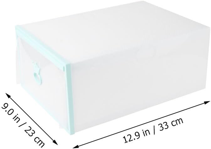 Drawer-style Shoes Box 33x23x14cm Thick Plastic Shoe Organizer with Colored Frame Stackable Portable Storage Container for Men and Women Easy Assembly for Closet and Entryway