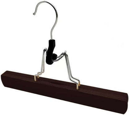 Richards Wooden Pants Hangers - Wood Skirt Hangers - 6 Pack - for Men Shorts and Pants and Women Dress Clothes - Non Slip Slim Closet Space Saving- Walnut