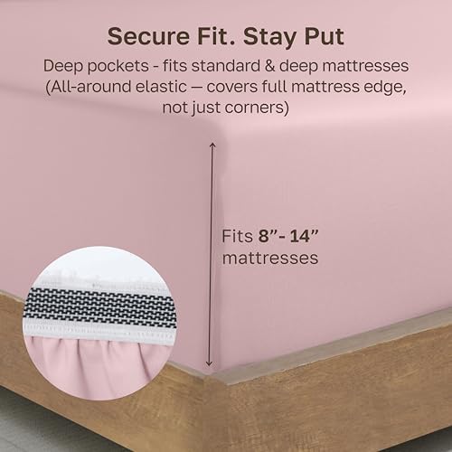 California Design Den 100% Organic Cotton Twin Fitted Sheets, Pink - Image 4