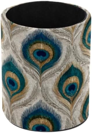 Leather Pen Holder for Desk, Peacock Feather Pencil Cup Pen Organizer Makeup Brush Holder for Office Home Kids Countertop Desk Accessory Storage by Unknown