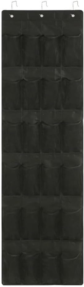 Hanging Over Door Shoes Organizer With 24 Or 28 Pockets, Space Saving Storage Rack For Shoes Slippers Belts Scarves Accessories, Includes Metal Hooks, White Or Gray(24 Pocket black)