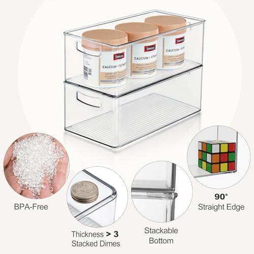 Hudgan 8 Pack Freezer Organizer Bins,Stackable,Clear Bins for Fridge,Pantry - Image 5