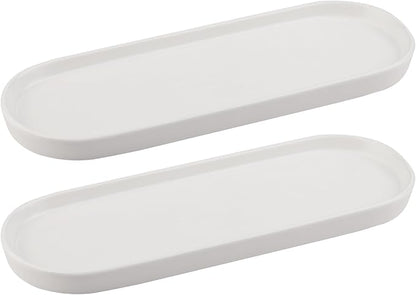 VanEnjoy White Oval Ceramic Tray for Bathroom Counter, Kitchen Counter, Nightstand - Sturdy, Glossy Finish, Dishwasher Safe