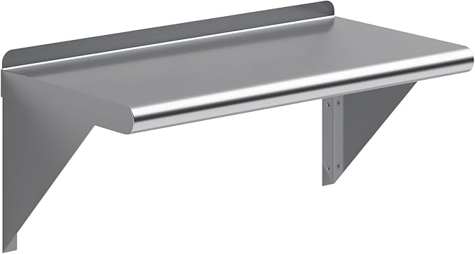 AmGood 12 in. x 24 in. Stainless Steel Wall Shelf | NSF | Metal Shelving | Garage, Laundry, Storage, Utility Room | Restaurant, Commercial Kitchen