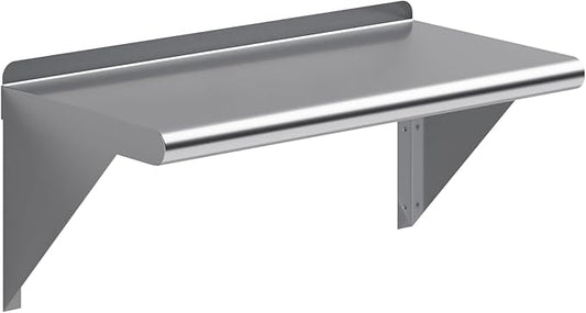 AmGood 12 in. x 24 in. Stainless Steel Wall Shelf | NSF | Metal Shelving | Garage, Laundry, Storage, Utility Room | Restaurant, Commercial Kitchen