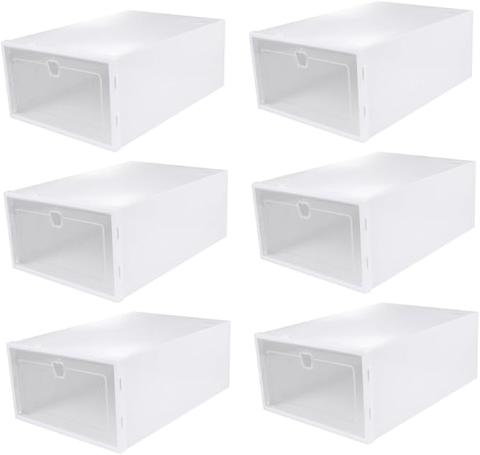 Ciieeo 6pcs Transparent Shoes Box Organizer Thicken Drawer Type Shoe Display Box for Sneakers High Heels Boots Material Scratch Design for Closet Storage