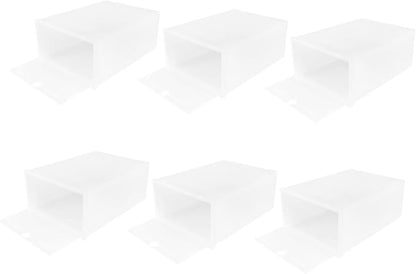 6pcs Stackable Transparent Shoe Storage Boxes Plastic Organizer for Shoes Large White Closets Entryways and Bedrooms
