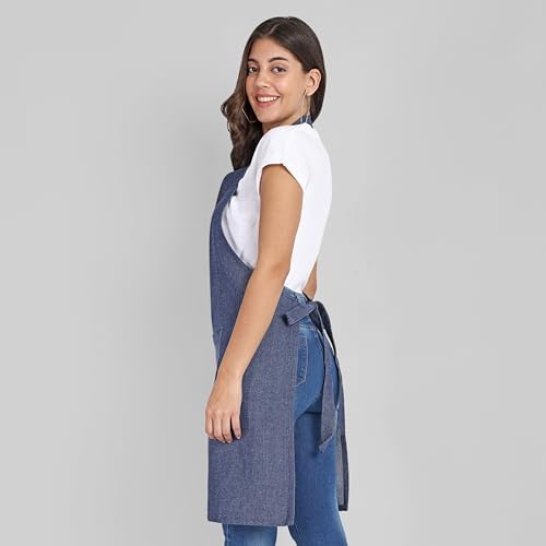 Chef Apron, Recycled Cotton Kitchen Apron with an Adjustable Neck with Long Ties, for cooking, baking - Image 4