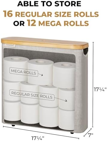 StorageWorks Toilet Paper Storage Basket with Bamboo Lid & Window - Image 2