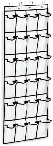 Over the Door Hanging Shoe Organizer with 24 Large Mesh Pockets - Shoes Holder/White