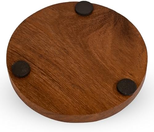 Acacia Wood Coasters for Coffee Table, Drink Protection Decor (Round, Set of 6) - Image 4