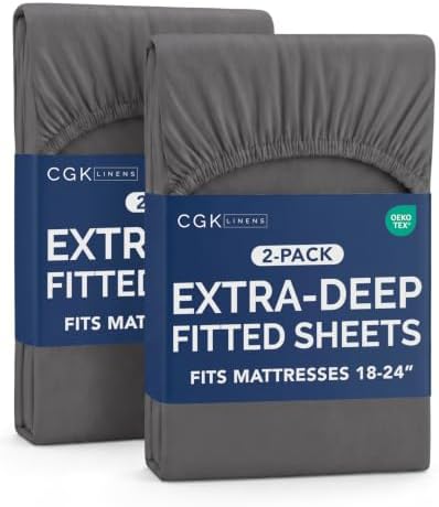 CGK Linens 2 Pack Extra Deep Full Fitted Sheets - Dark Grey by CGKUnlimited