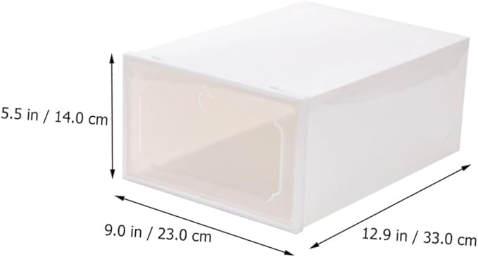 6pcs Large Capacity Plastic Shoe Organizer Boxes with Flip- Design, Stackable Storage Cases for Home Closet Shoes, Pearl White