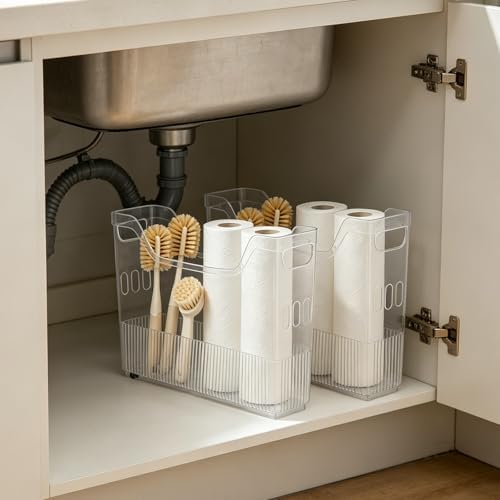6 Pcs Freezer Organizer Bins with Wheel Clear Plastic Pantry Organizer and Storage Small Size Tall Narrow Kitchen Organization Pantry Organizer Snack Storage Containers for Office Refrigerator - Image 7
