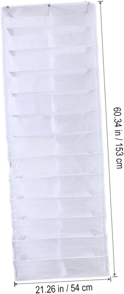 Garneck Over The Door Shoe Organizer - 26 Pocket Hanging Shoe Rack - Space Saving White Storage for Closet and Bedroom Organization
