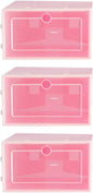 6pcs Stackable Shoes Storage Box Small Size Thickened Plastic Shoe Container for Closet Organization Pink