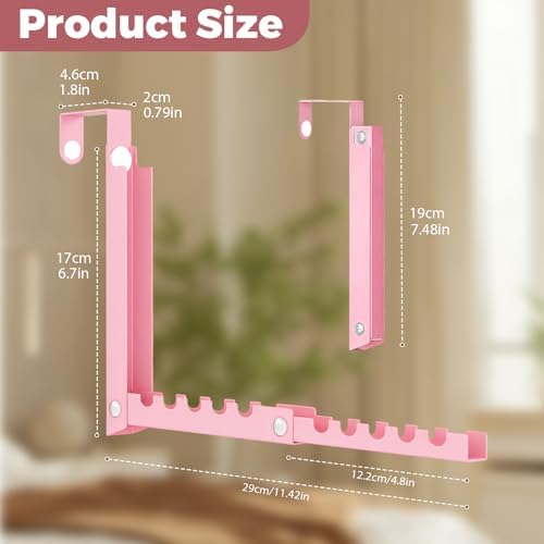 Pink Over the Door Hooks,Foldable Over the Door Hanger for Clothes - Image 3