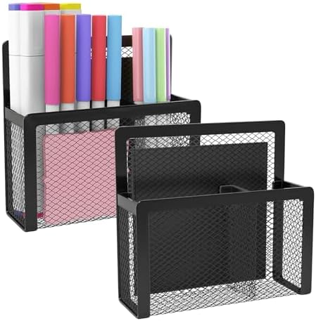 MoKo Magnetic Pen Holder, 2-Pack Mesh Organizer, Black by MoKo