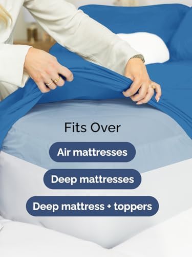 CGK Extra Deep Split King Single Fitted Sheet Only - Royal Blue - Image 6